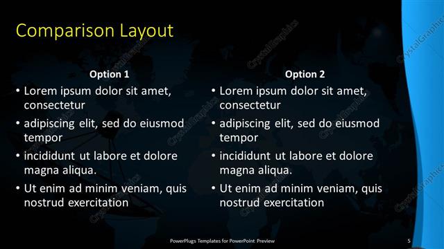 Comparison presentation slide layout