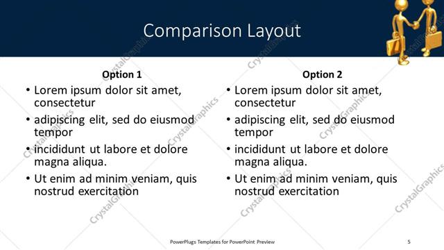 Comparison presentation slide layout