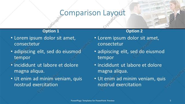 Comparison presentation slide layout