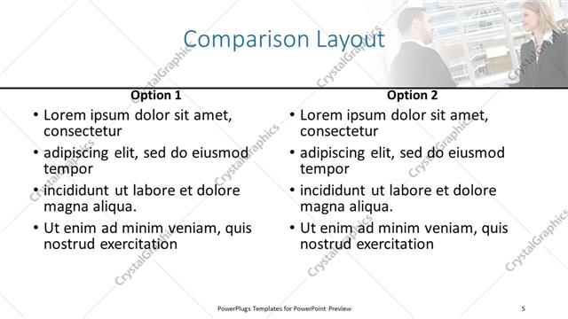 Comparison presentation slide layout