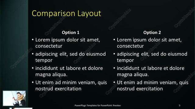 Comparison presentation slide layout