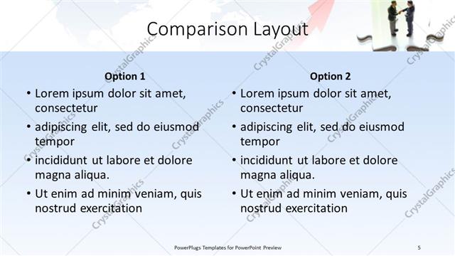 Comparison presentation slide layout