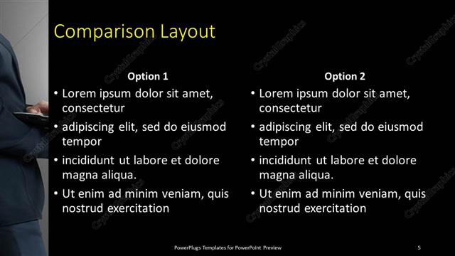Comparison presentation slide layout