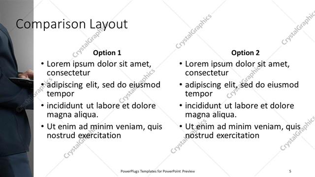 Comparison presentation slide layout
