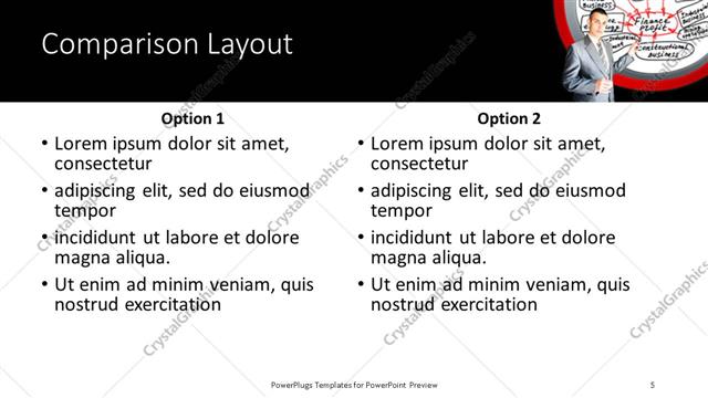 Comparison presentation slide layout