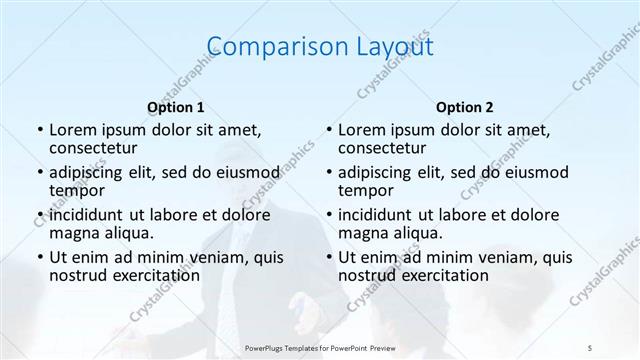 Comparison presentation slide layout