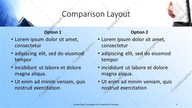 Comparison presentation slide layout