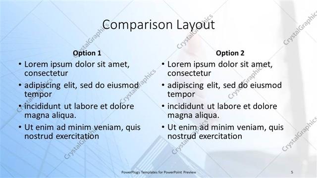 Comparison presentation slide layout
