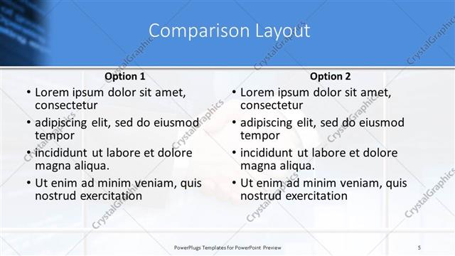 Comparison presentation slide layout