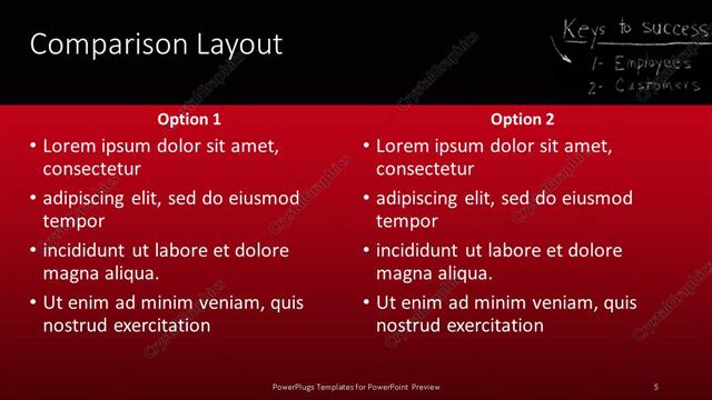 Comparison presentation slide layout
