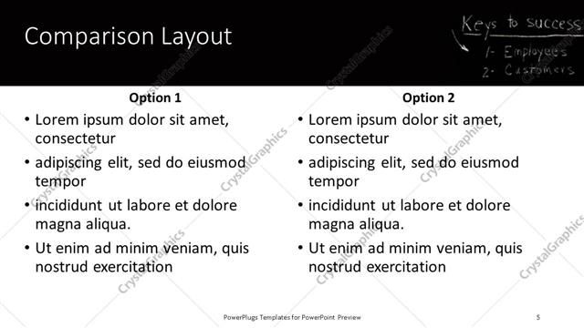 Comparison presentation slide layout