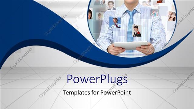  Presentation with professional - A professional with a  tab and various people online