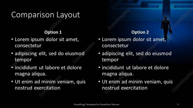 Comparison presentation slide layout