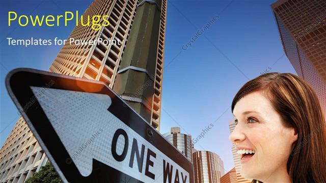  Presentation with buildings - A professionals with a sign and buildings in background