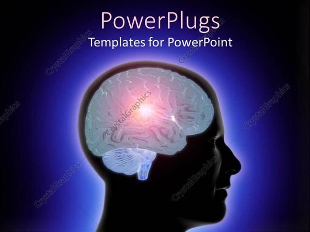  Presentation with brain - Profile of human head with glowing brain
