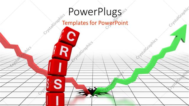  Presentation with financial crisis - Profit after terrible financial crisis with green arrow breaking out of surface?