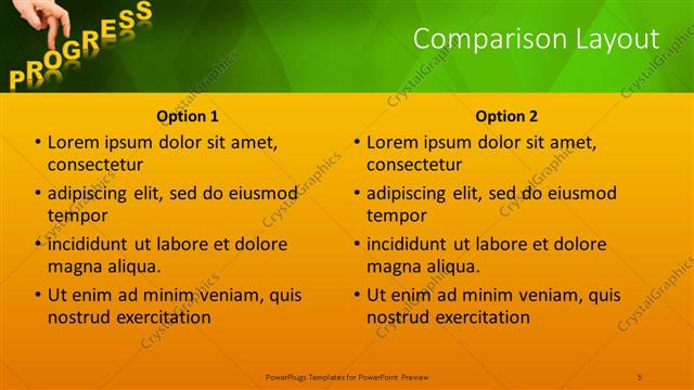 Comparison presentation slide layout
