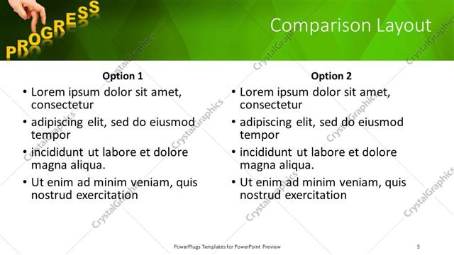 Comparison presentation slide layout