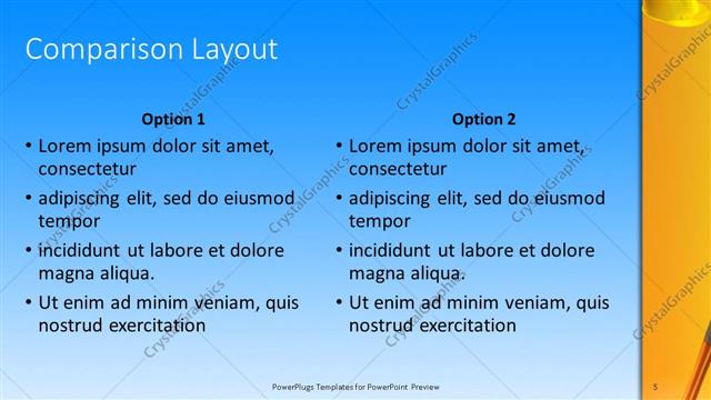 Comparison presentation slide layout