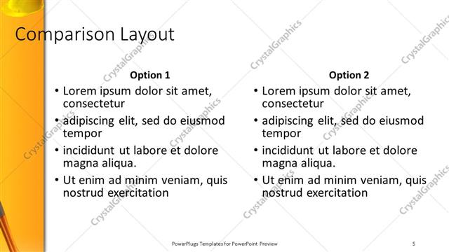 Comparison presentation slide layout
