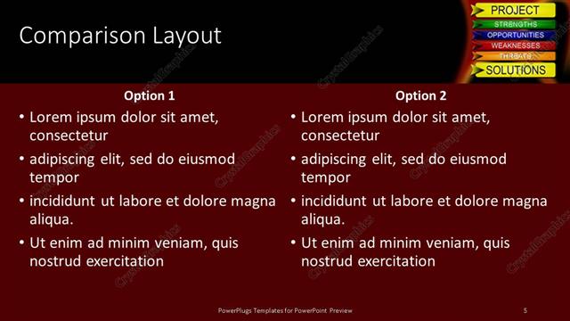 Comparison presentation slide layout
