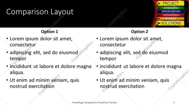 Comparison presentation slide layout