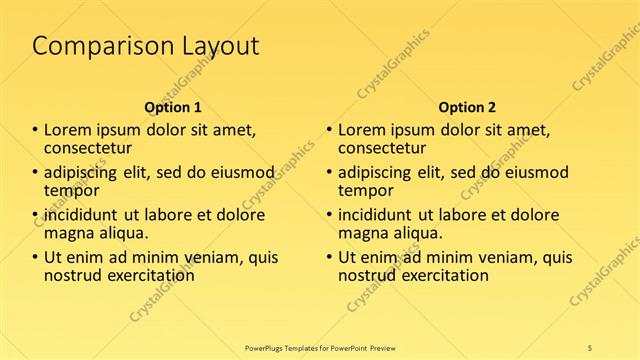 Comparison presentation slide layout