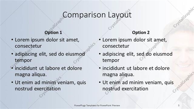 Comparison presentation slide layout