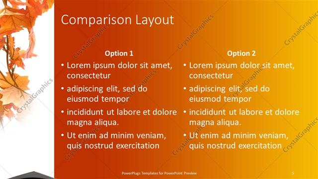 Comparison presentation slide layout