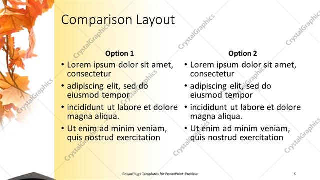 Comparison presentation slide layout