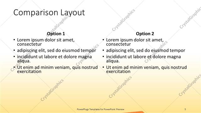 Comparison presentation slide layout