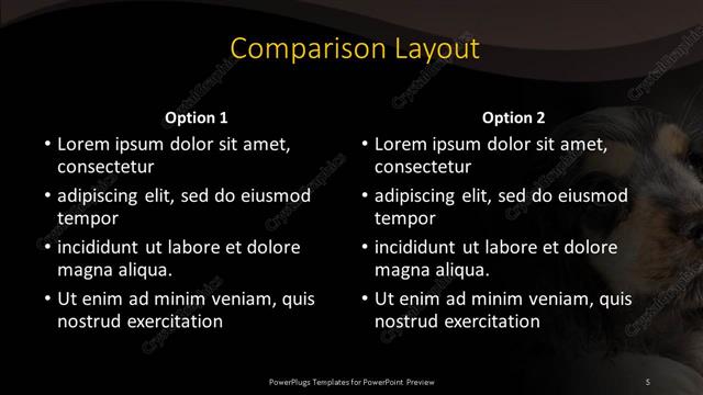 Comparison presentation slide layout