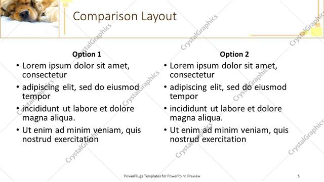 Comparison presentation slide layout