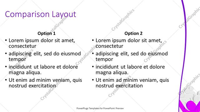 Comparison presentation slide layout