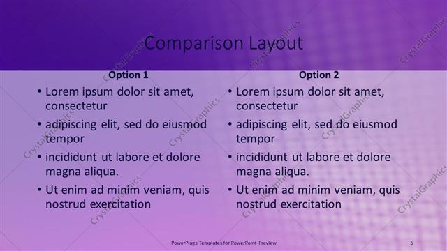 Comparison presentation slide layout