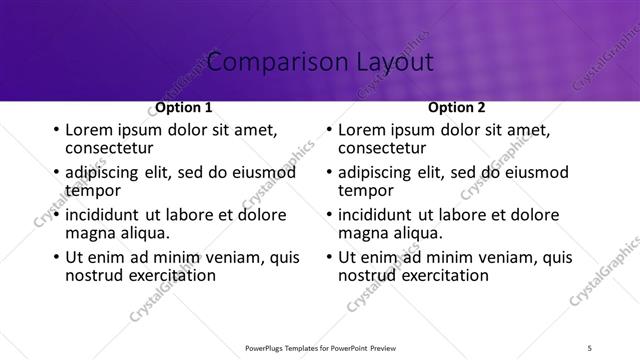 Comparison presentation slide layout