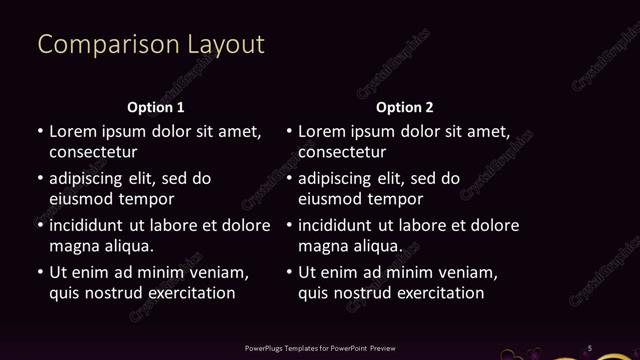 Comparison presentation slide layout