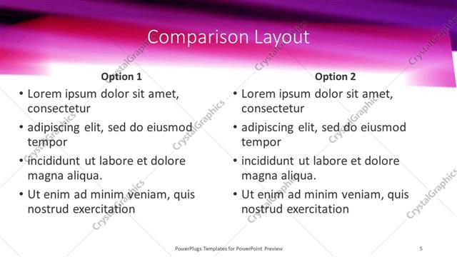 Comparison presentation slide layout