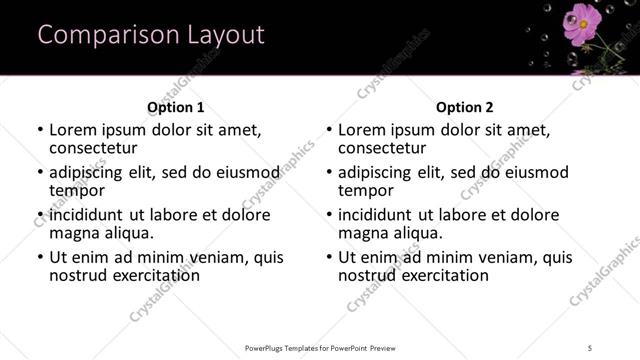 Comparison presentation slide layout