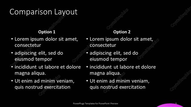 Comparison presentation slide layout