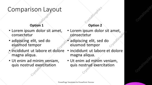 Comparison presentation slide layout