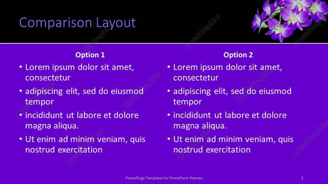 Comparison presentation slide layout