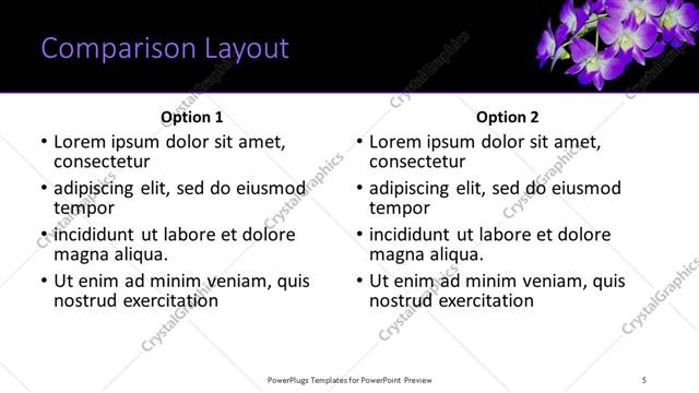 Comparison presentation slide layout