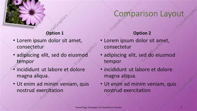 Comparison presentation slide layout