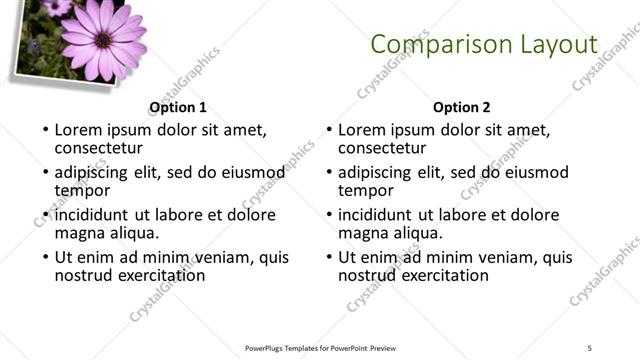 Comparison presentation slide layout