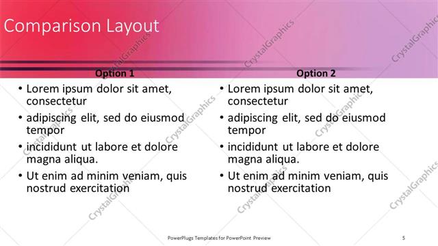 Comparison presentation slide layout