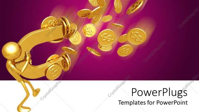  Presentation with purple gold - Purple and white background with man attracting gold coin with magnet