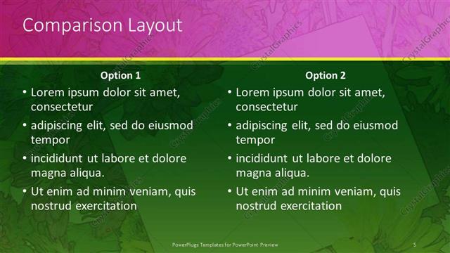 Comparison presentation slide layout