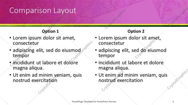 Comparison presentation slide layout