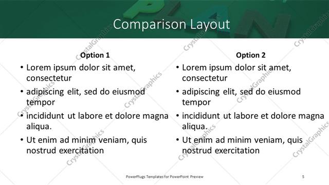Comparison presentation slide layout